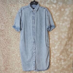 GAP Light Blue Casual Button Down Denim Shirt Dress